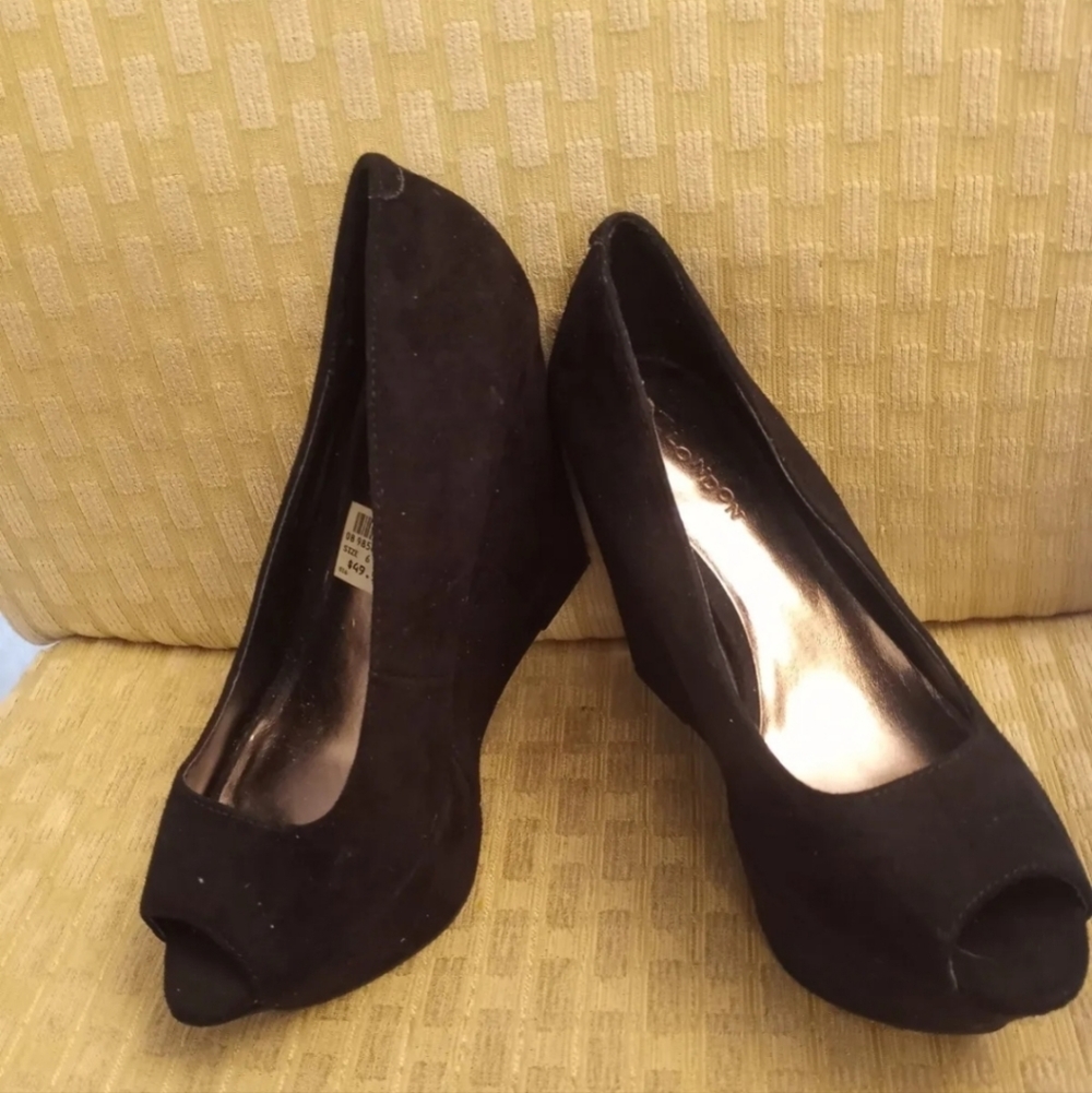 Z London Womens Peep Toe Block Heeled Platform Heels Black Size 6.5